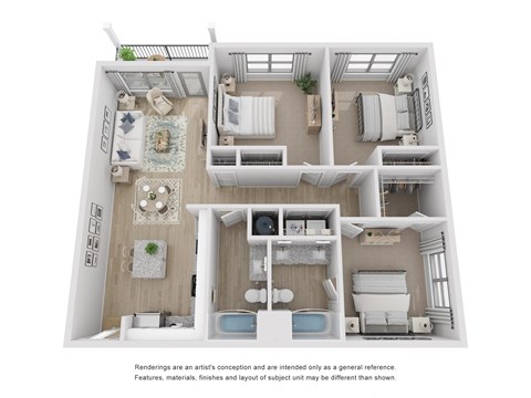 Floor plan for 3 beds, 2 baths, 1321 sqft